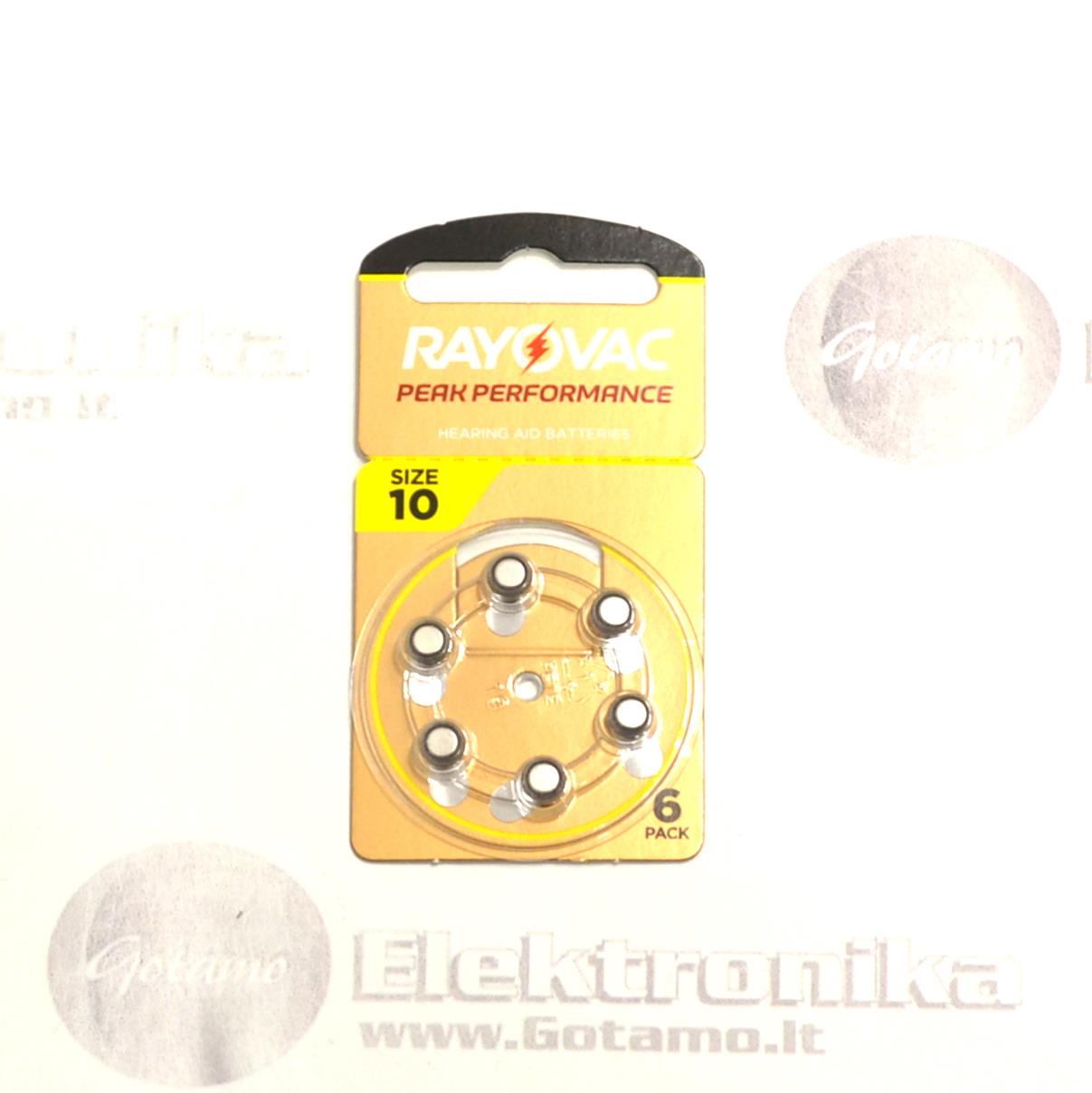 A10 6vnt Rayovac baterijos elementai 2 A10 baterija Rayovac 2