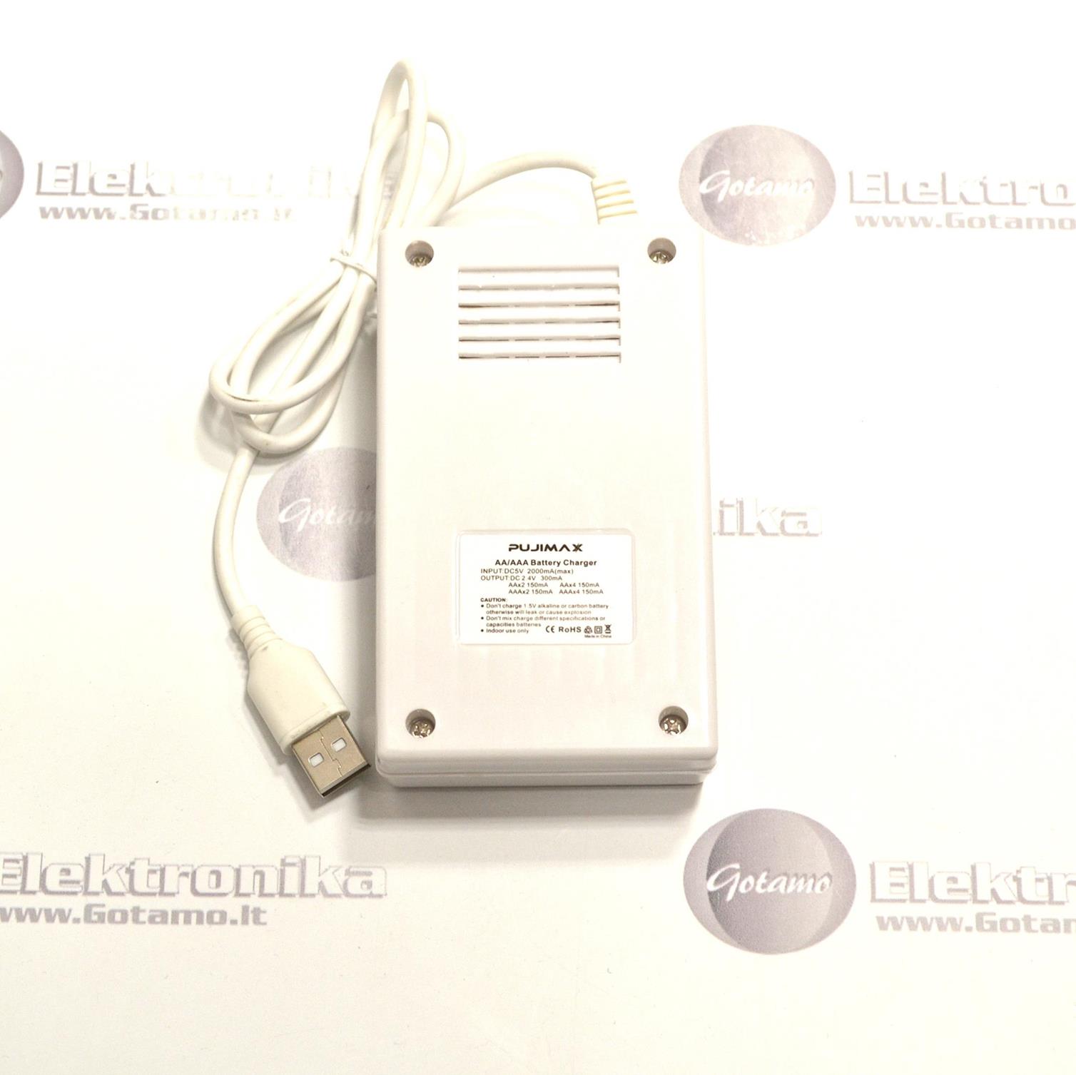 AA LR6 ir AAA LR03 baterijų elementų kroviklis Pujimax 4 lizdų 4 Baterijų kroviklis Pujimax 4