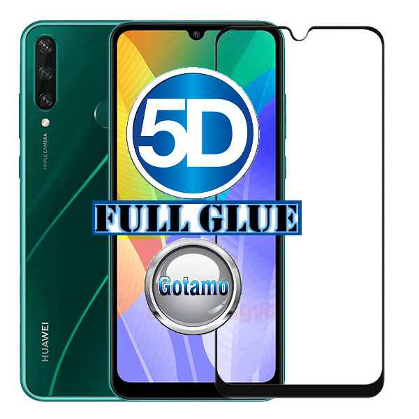 Gaubtas grūdintas stiklas Huawei Y6p mobiliesiems telefonams juodos spalvos 5D pilnas padengimas klijais