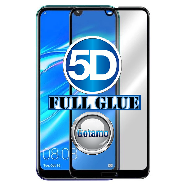 Gaubtas grūdintas stiklas Huawei Y7 (2019) mobiliesiems telefonams juodos spalvos 5D pilnas padengimas klijais