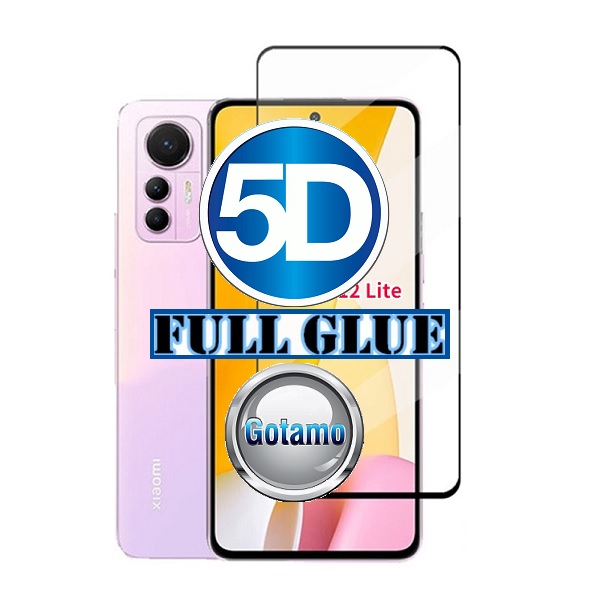 Apsauga ekranui gaubtas grūdintas stiklas Xiaomi 12 Lite mobiliajam telefonui juodos spalvos 5D pilnas padengimas klijais
