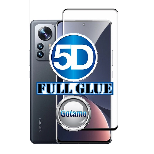 Apsauga ekranui gaubtas grūdintas stiklas Xiaomi 12, Xiaomi 12X, Xiaomi 12S mobiliesiems telefonams juodos spalvos 5D pilnas padengimas klijais