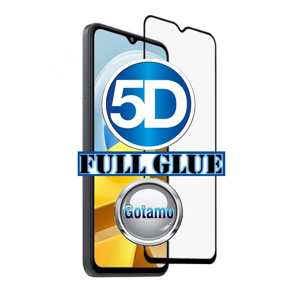 Apsauga ekranui gaubtas grūdintas stiklas Xiaomi Poco M5, Xiaomi Poco M4 5G, Xiaomi Redmi 10 5G mobiliesiems telefonams juodos spalvos 5D pilnas padengimas klijais