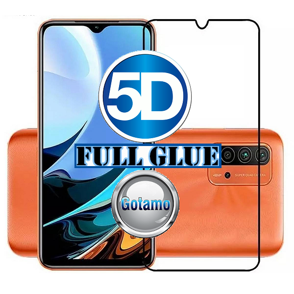 Apsauga ekranui gaubtas grūdintas stiklas Xiaomi Redmi 9T, Xiaomi Poco M3 mobiliesiems telefonams juodos spalvos 5D pilnas padengimas klijais