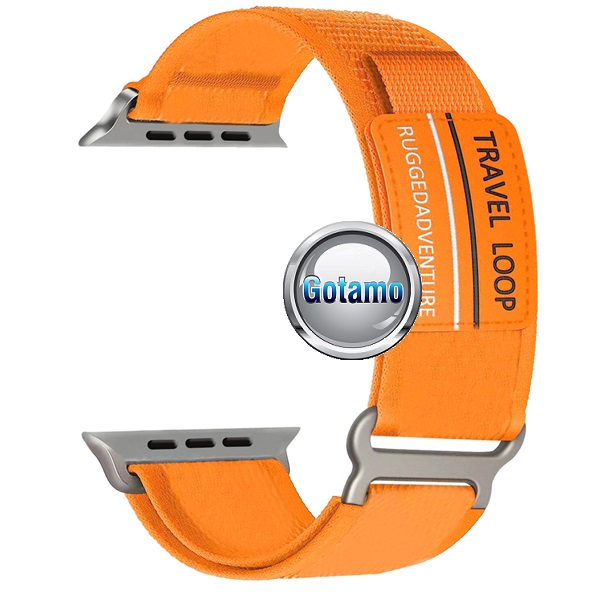Apyrankė dirželis Textile Travel Apple išmaniajam laikrodžiui 42mm 44mm 45mm 49mm oranžinės