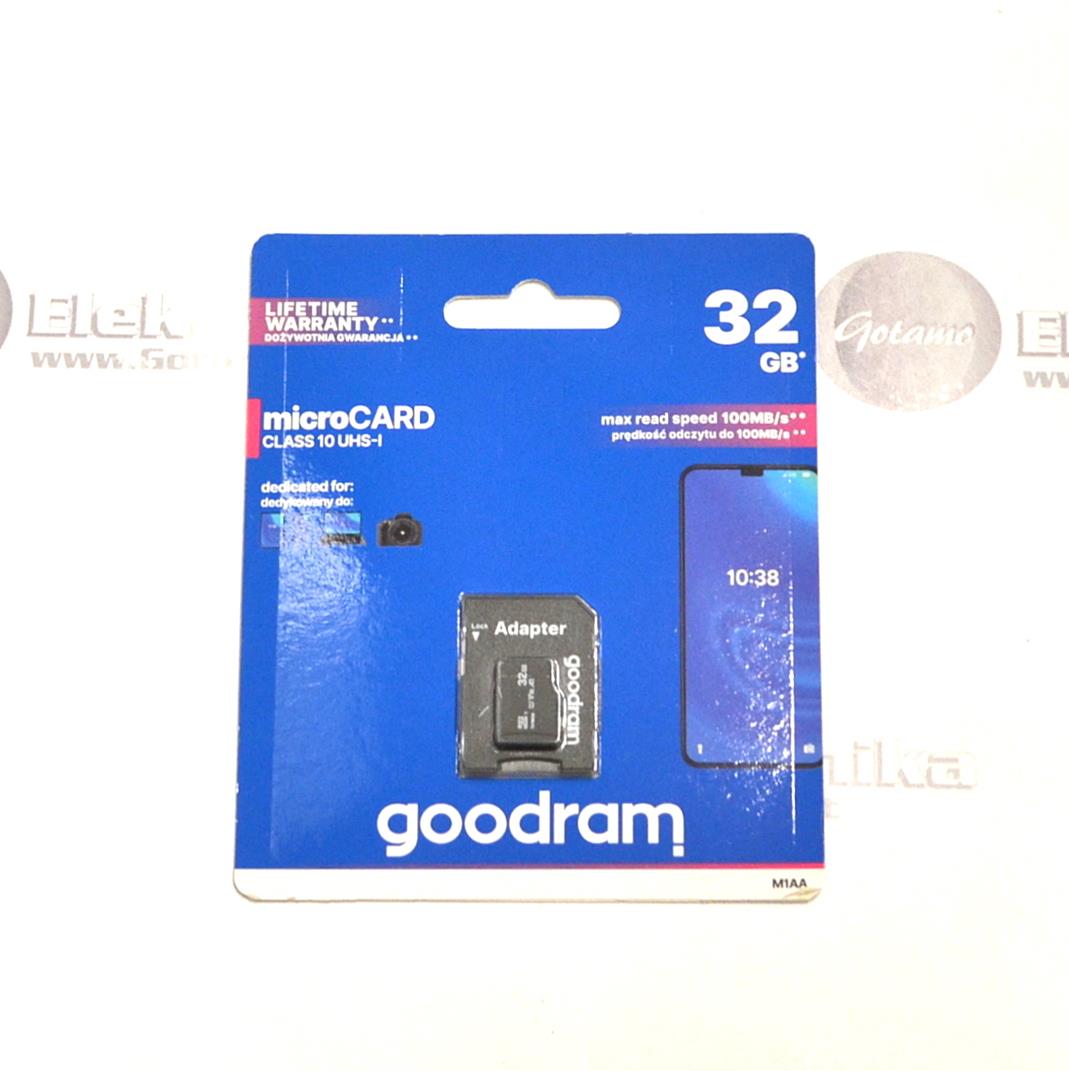 Atminties kortelė Micro SD 32GB 10 klasės su SD adapteriu GOODRAM 2 Atminties kortelė Micro SD 32GB GOODRAM 10 klasės