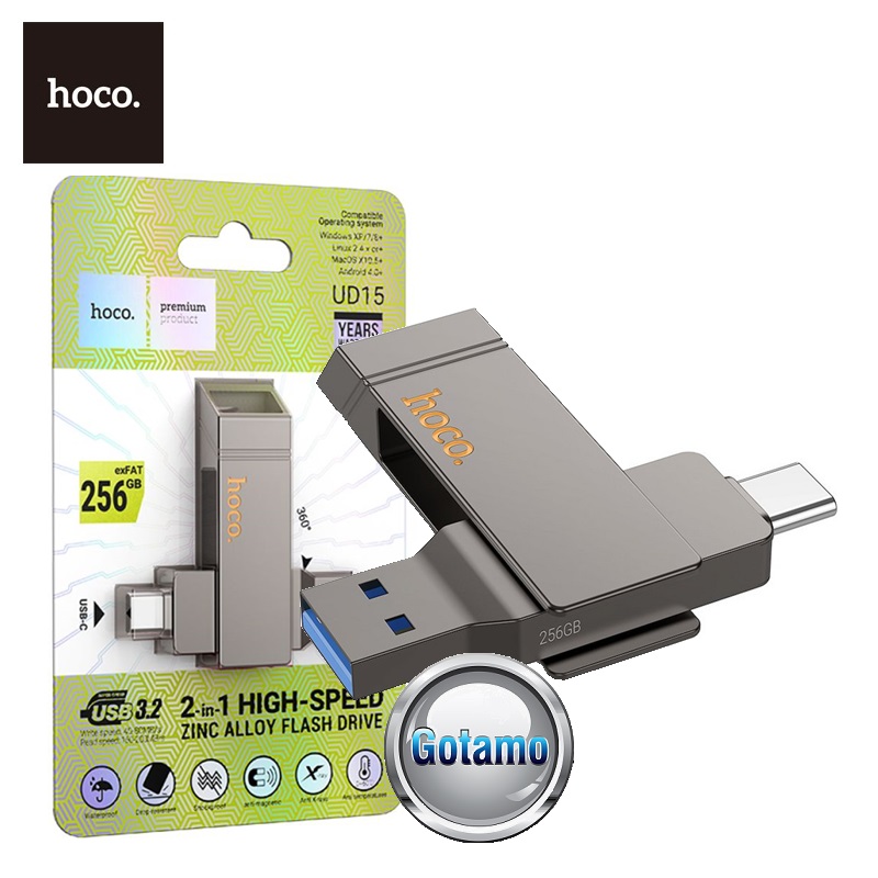 Atmintinė USB raktas 256GB Hoco USB ir Type-C