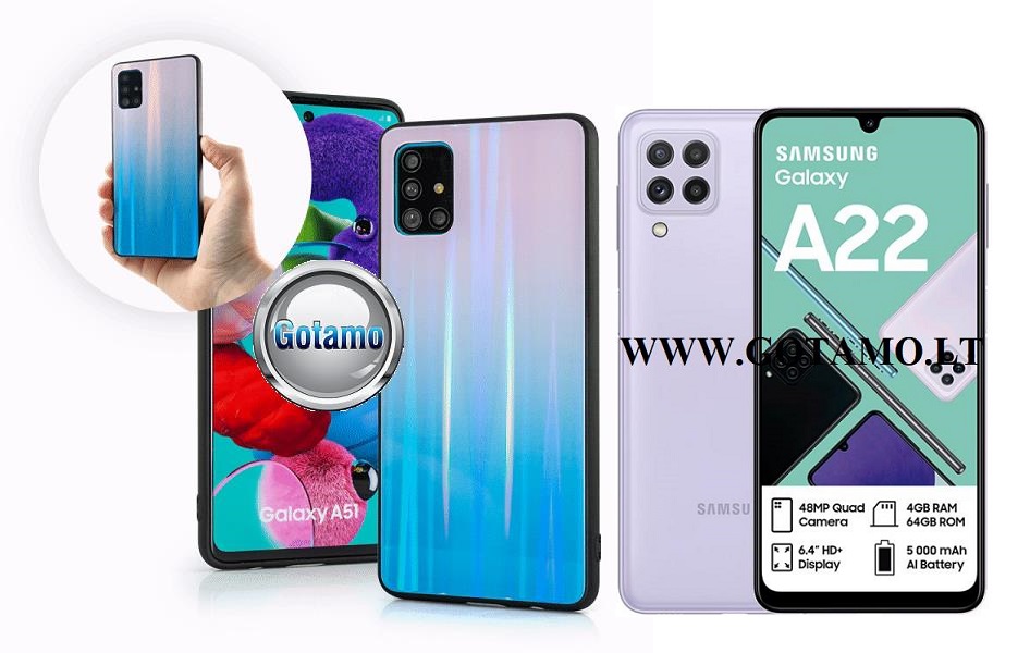 Aurora dėklas Samsung Galaxy A22 žydros spalvos