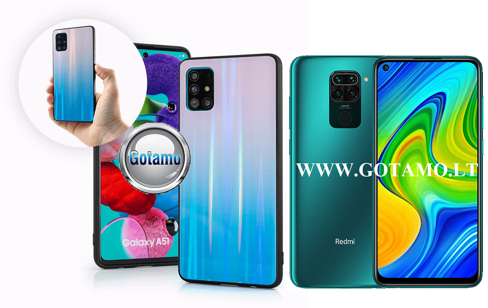 Aurora dėklas nugarėlė Xiaomi Redmi Note 9 telefonams žydros spalvos