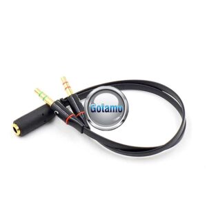 AUX 3.5mm lizdas į 2 AUX 3.5mm laidas jungtis ausinėms ir mikrofonui