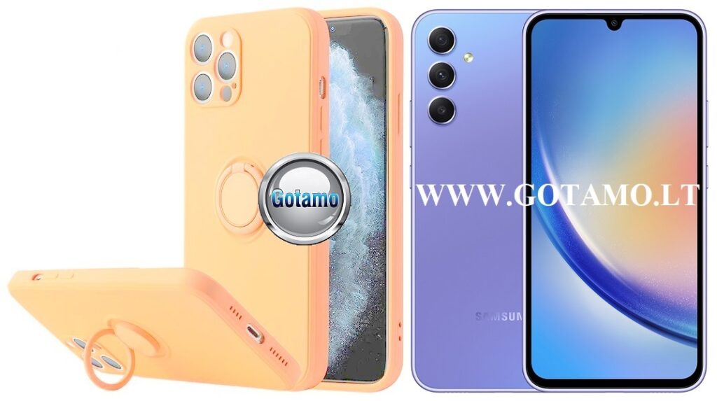 B-Hold dėklas Samsung Galaxy A34 mobiliajam oranžinės spalvos