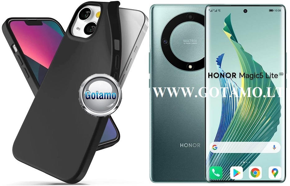 B-matte dėklas nugarėlė Honor Magic 5 Lite, Honor X9a mobiliesiems telefonams juodos spalvos