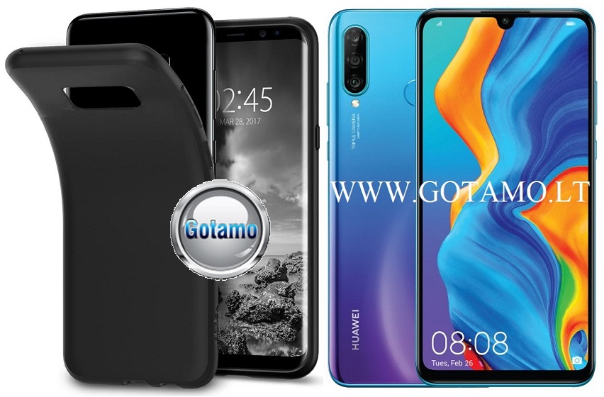 B-matte dėklas nugarėlė Huawei P30 Lite mobiliajam telefonui juodos spalvos
