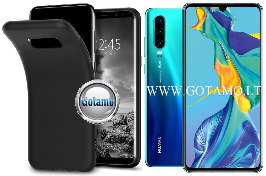 B-matte dėklas nugarėlė Huawei P30 mobiliajam telefonui juodos spalvos