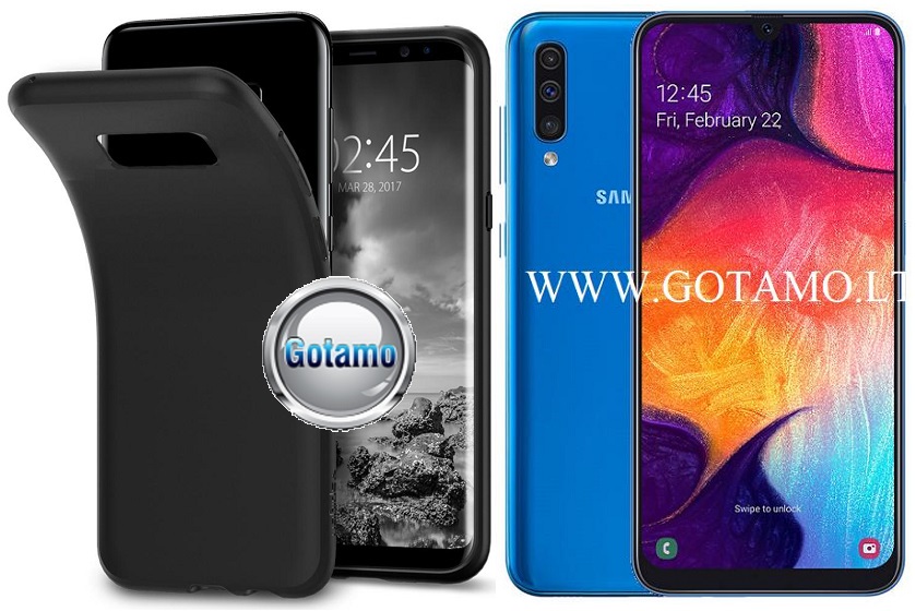 B-matte dėklas Samsung Galaxy A50 mobiliajam juodos spalvos