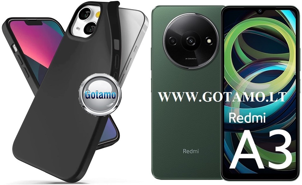 B-matte dėklas nugarėlė Xiaomi Redmi A3 mobiliajam telefonui juodos spalvos