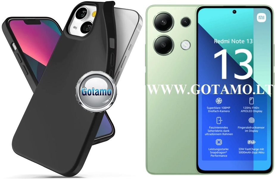 B-matte dėklas nugarėlė Xiaomi Redmi Note 13 4G mobiliajam telefonui juodos spalvos