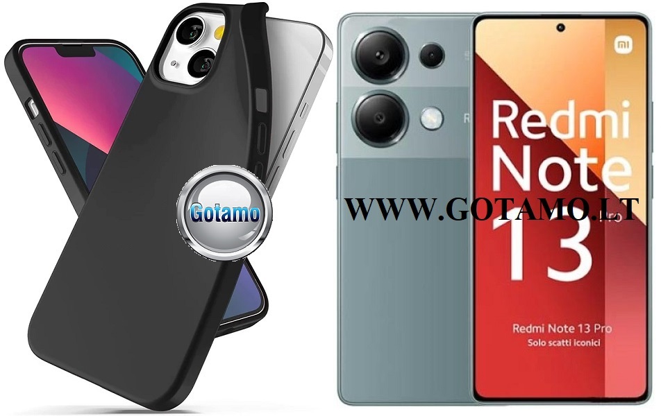 B-matte dėklas nugarėlė Xiaomi Redmi Note 13 Pro 4G, Xiaomi Poco M6 Pro mobiliesiems telefonams juodos spalvos