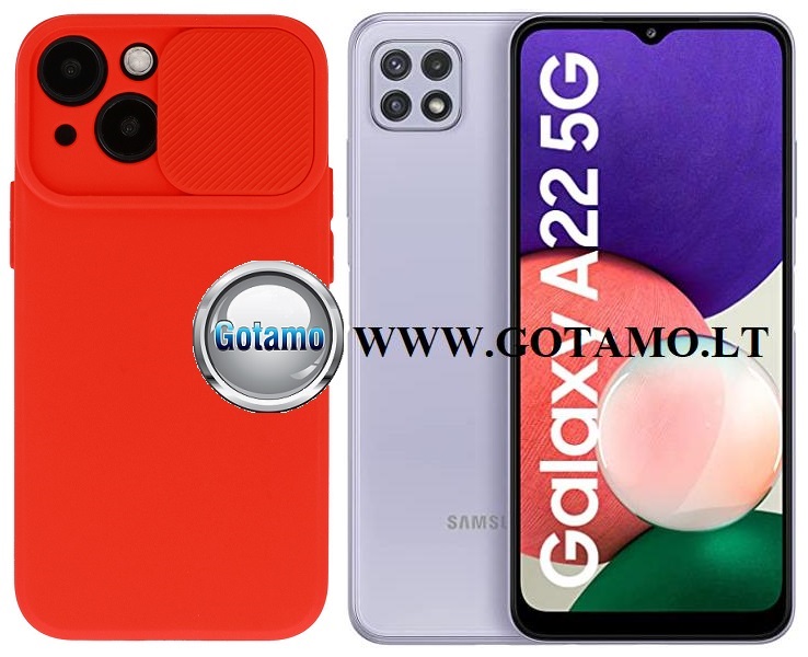 B-Private dėklas Samsung Galaxy A22 5G mobiliajam raudonos spalvos