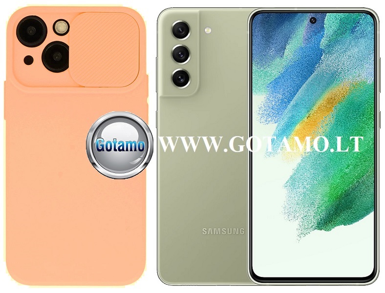 B-Private dėklas Samsung Galaxy S21 FE 5G mobiliajam oranžinės spalvos