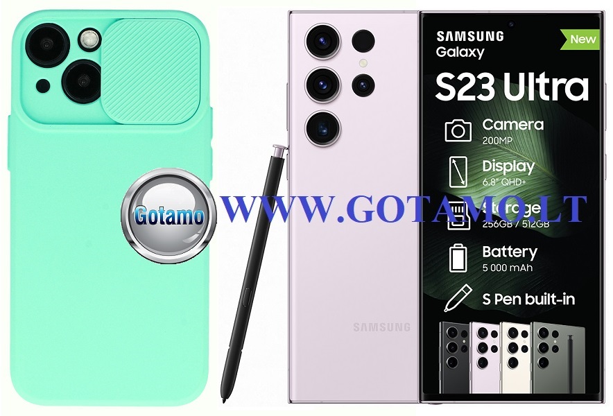 B-Private dėklas Samsung Galaxy S23 Ultra mobiliajam mėtinės spalvos