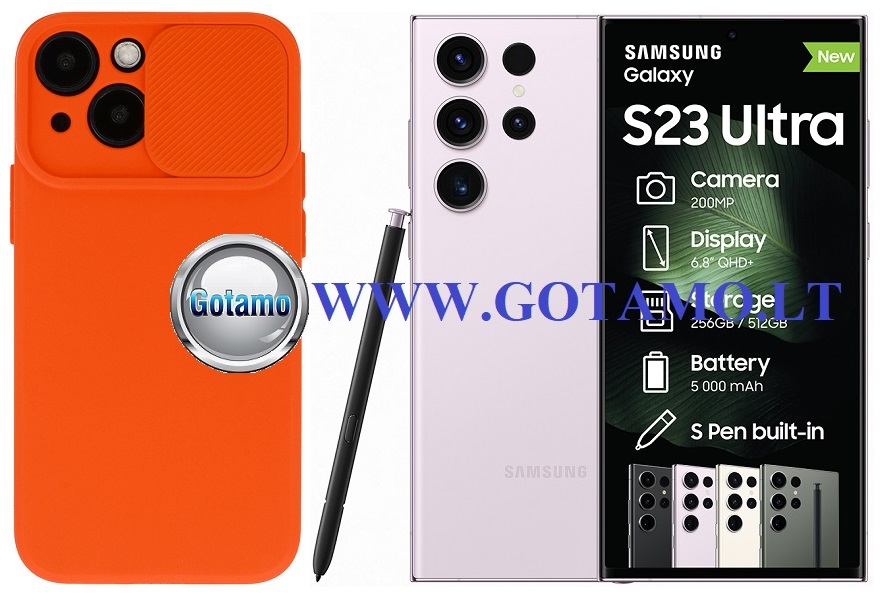 B-Private dėklas Samsung Galaxy S23 Ultra mobiliajam oranžinės spalvos