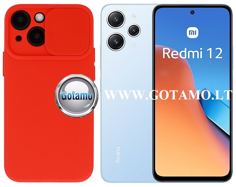 B-Private dėklas nugarėlė Xiaomi Redmi 12, Xiaomi Redmi 12 5G mobiliesiems telefonams raudonos spalvos
