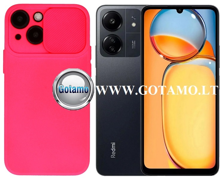 B-Private dėklas nugarėlė Xiaomi Redmi 13C, Xiaomi Poco C65 mobiliesiems telefonams ryškiai rožinės spalvos