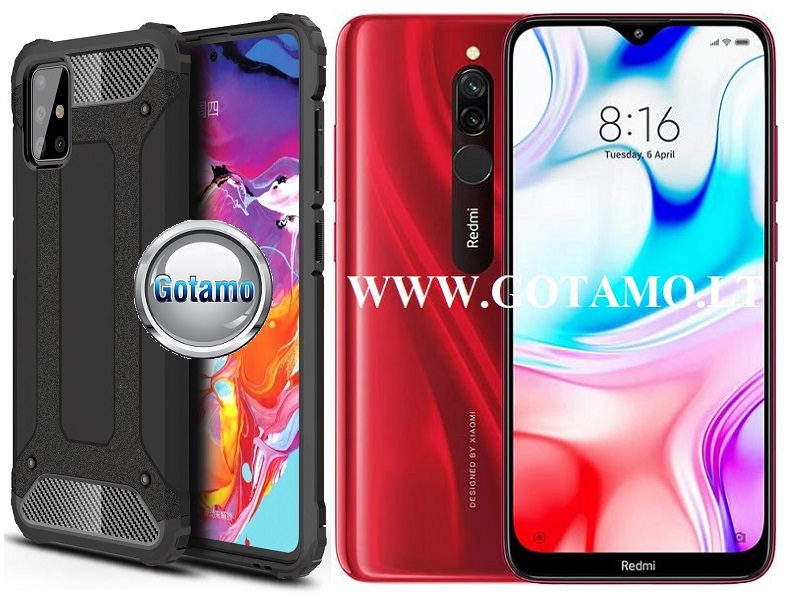 B-Safe dėklas nugarėlė šarvai Xiaomi Redmi 8A mobiliesiems telefonams juodos spalvos