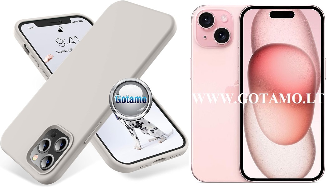 B-Soft dėklas nugarėlė Apple iPhone 15 mobiliajam telefonui pilkos spalvos 1 B soft deklas Apple iPhone 15 pilkos