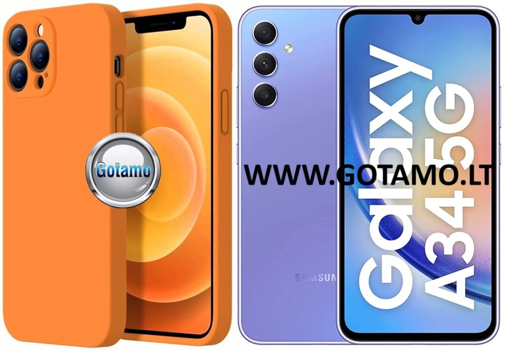 B-Soft Plus dėklas Samsung Galaxy A34 mobiliajam oranžinės spalvos