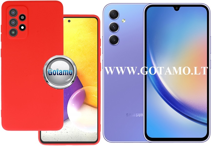 B-Soft Plus dėklas Samsung Galaxy A34 mobiliajam raudonos spalvos