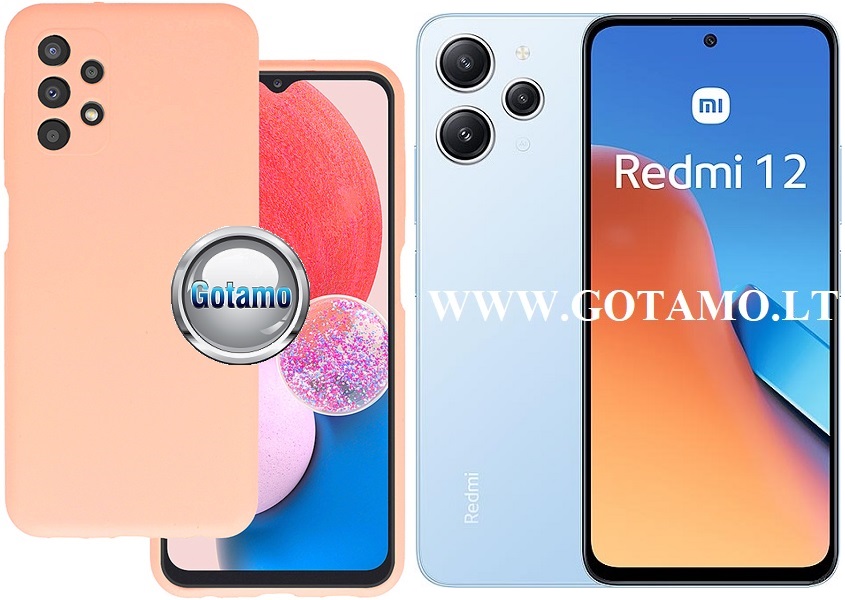 B-Soft Plus dėklas nugarėlė Xiaomi Redmi 12, Xiaomi Redmi 12 5G mobiliesiems telefonams šviesiai oranžinės spalvos