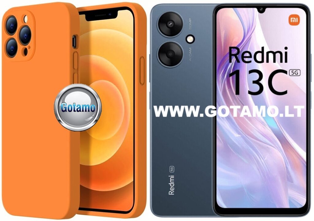 B-Soft Plus dėklas nugarėlė Xiaomi Redmi 13C 5G telefonui oranžinės spalvos