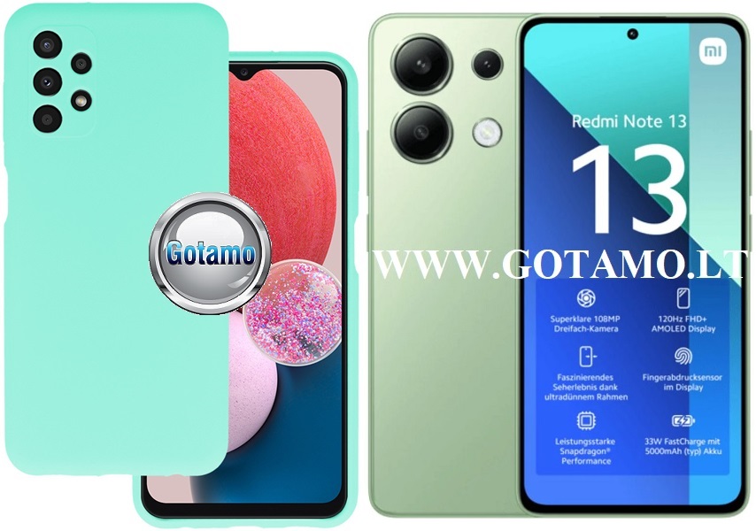 B-Soft Plus dėklas nugarėlė Xiaomi Redmi Note 13 4G mobiliajam telefonui mėtinės spalvos