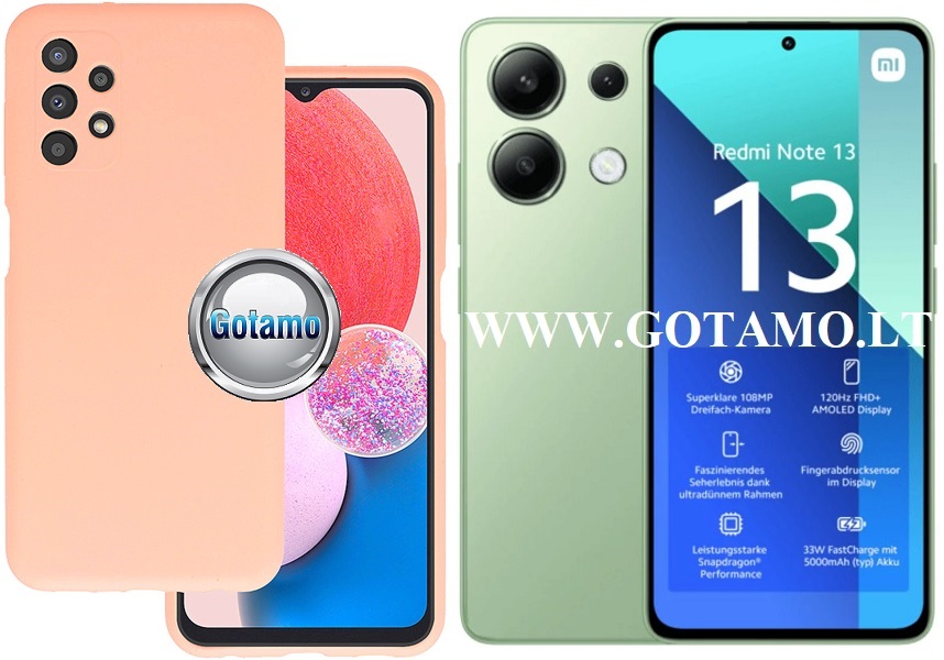 B-Soft Plus dėklas nugarėlė Xiaomi Redmi Note 13 4G mobiliajam telefonui šviesiai oranžinės spalvos