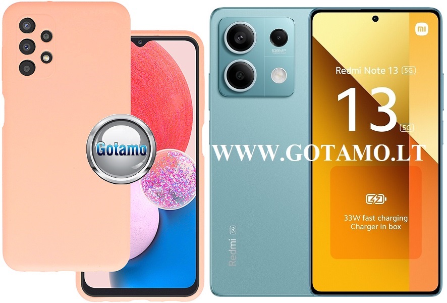 B-Soft Plus dėklas nugarėlė Xiaomi Redmi Note 13 5G mobiliajam telefonui šviesiai oranžinės spalvos