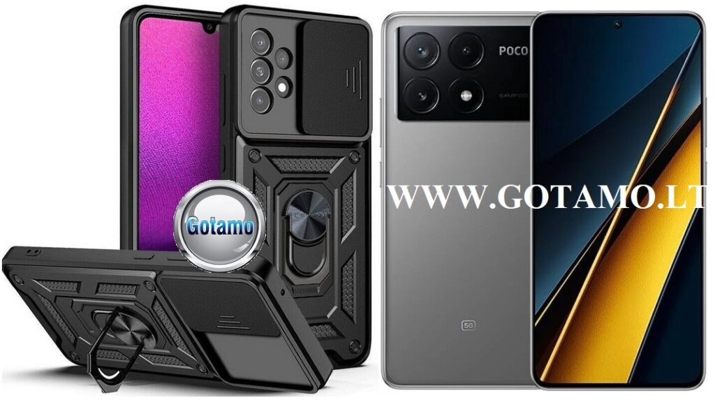 B-Ultra dėklas nugarėlė šarvai Xiaomi Poco X6 Pro mobiliajam telefonui juodos spalvos