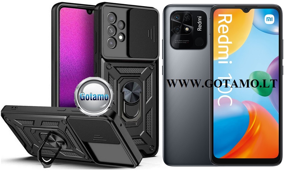 B-Ultra dėklas nugarėlė šarvai Xiaomi Redmi 10C, Xiaomi Poco C40 mobiliesiems telefonams juodos spalvos