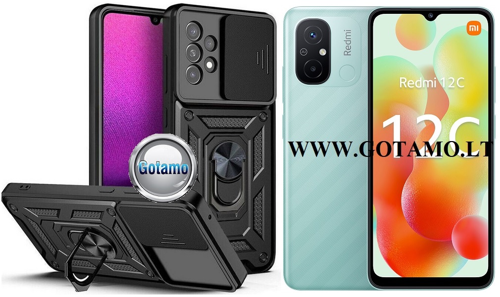 B-Ultra dėklas nugarėlė šarvai Xiaomi Redmi 12C mobiliajam telefonui juodos spalvos