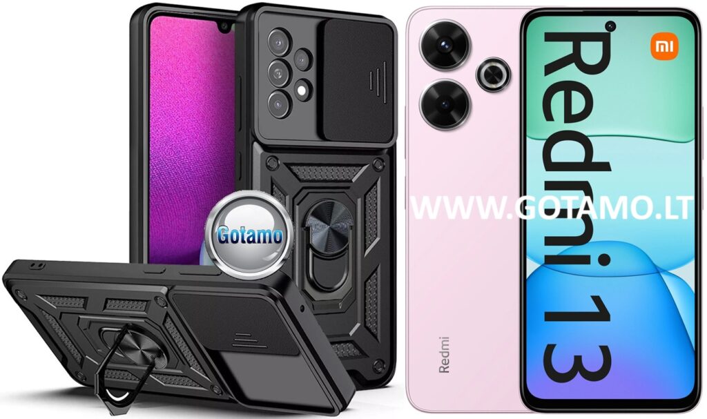 B-Ultra dėklas nugarėlė šarvai Xiaomi Redmi 13, Xiaomi Redmi 13 5G telefonams juodos spalvos