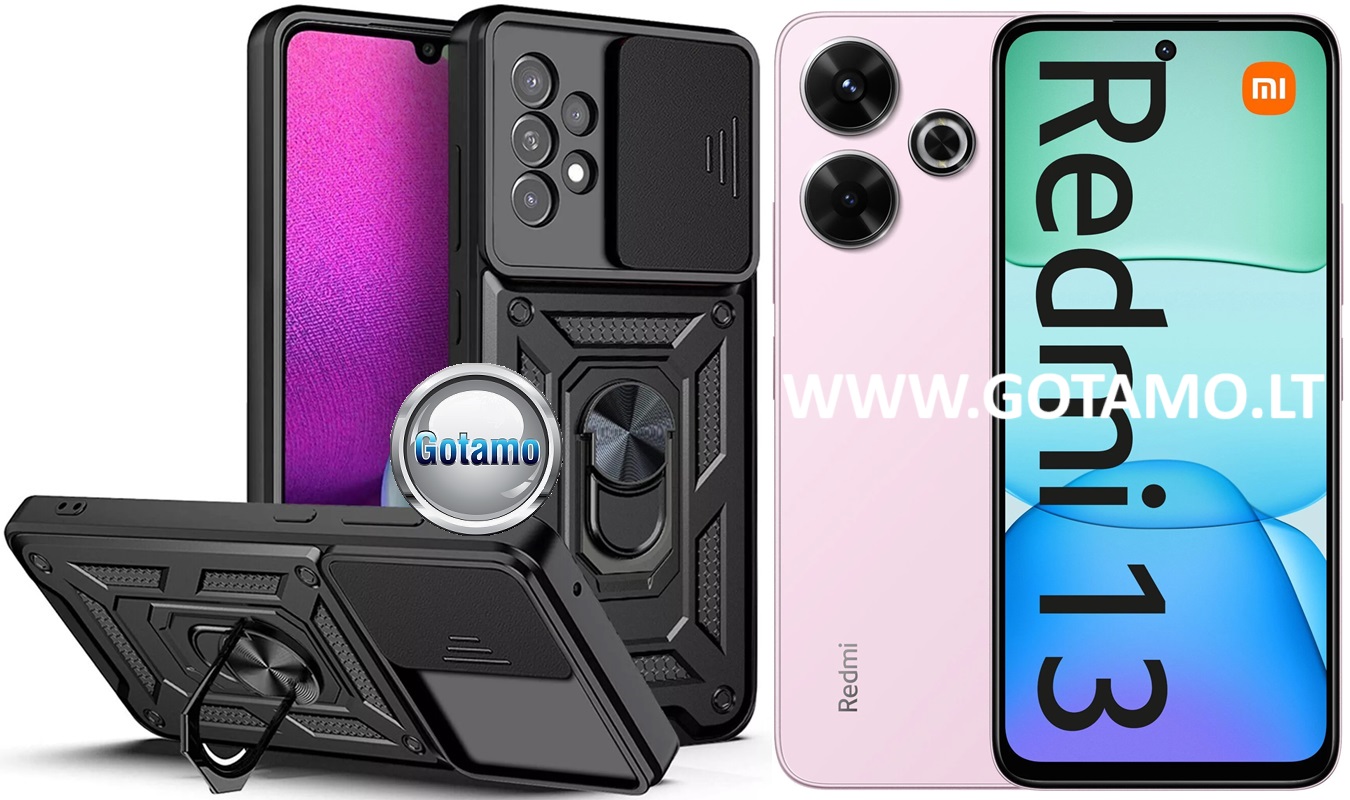B-Ultra dėklas nugarėlė šarvai Xiaomi Redmi 13, Xiaomi Redmi 13 5G telefonams juodos spalvos 1 B-Ultra dėklas nugarėlė šarvai Xiaomi Redmi 13, Xiaomi Redmi 13 5G telefonams juodos spalvos