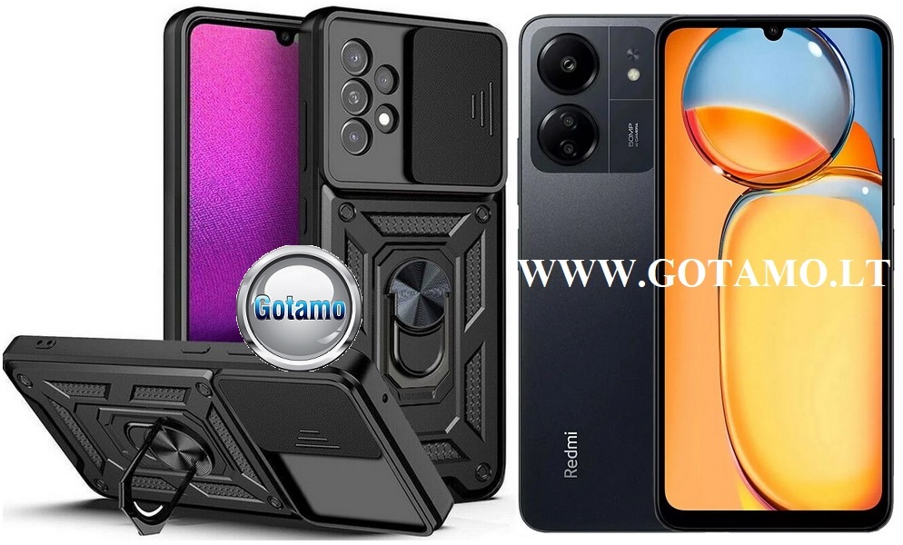 B-Ultra dėklas nugarėlė šarvai Xiaomi Redmi 13C, Xiaomi Poco C65 telefonams juodos spalvos