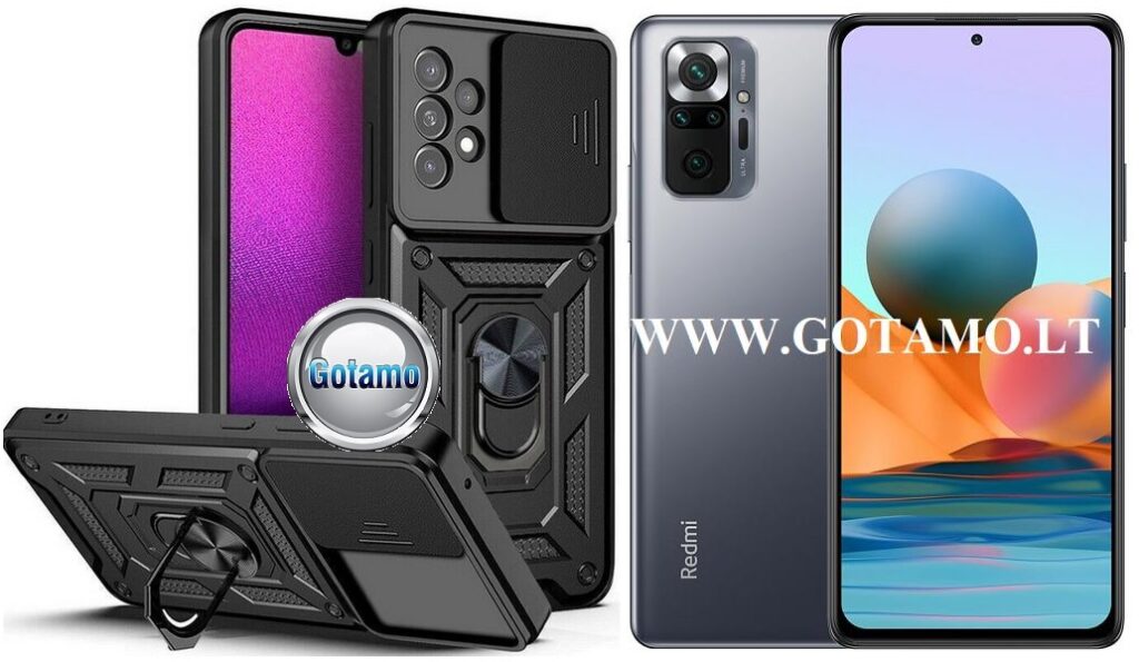 B-Ultra dėklas nugarėlė šarvai Xiaomi Redmi Note 10 Pro, Xiaomi Redmi Note 10 Pro Max mobiliajam telefonui juodos spalvos