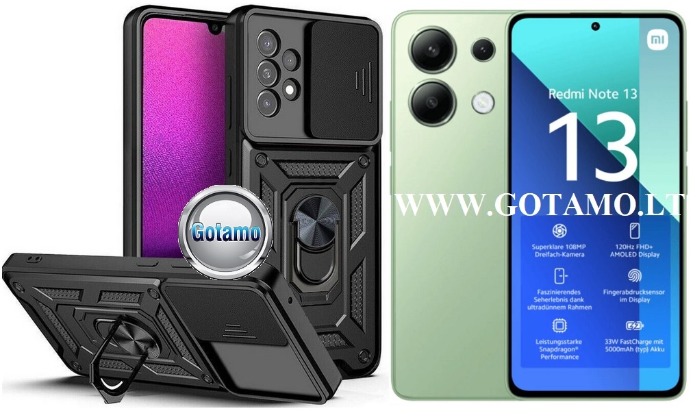 B-Ultra dėklas nugarėlė šarvai Xiaomi Redmi Note 13 4G mobiliajam telefonui juodos spalvos
