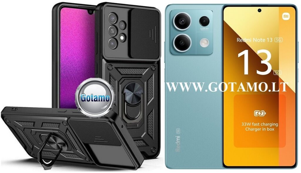B-Ultra dėklas nugarėlė šarvai Xiaomi Redmi Note 13 5G mobiliajam telefonui juodos spalvos