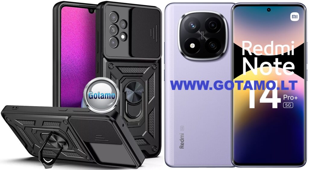 B-Ultra dėklas nugarėlė šarvai Xiaomi Redmi Note 14 Pro Plus 5G telefonui juodos spalvos