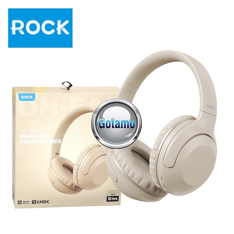 Bluetooth ausinės Rock ANC 15H Music kreminės