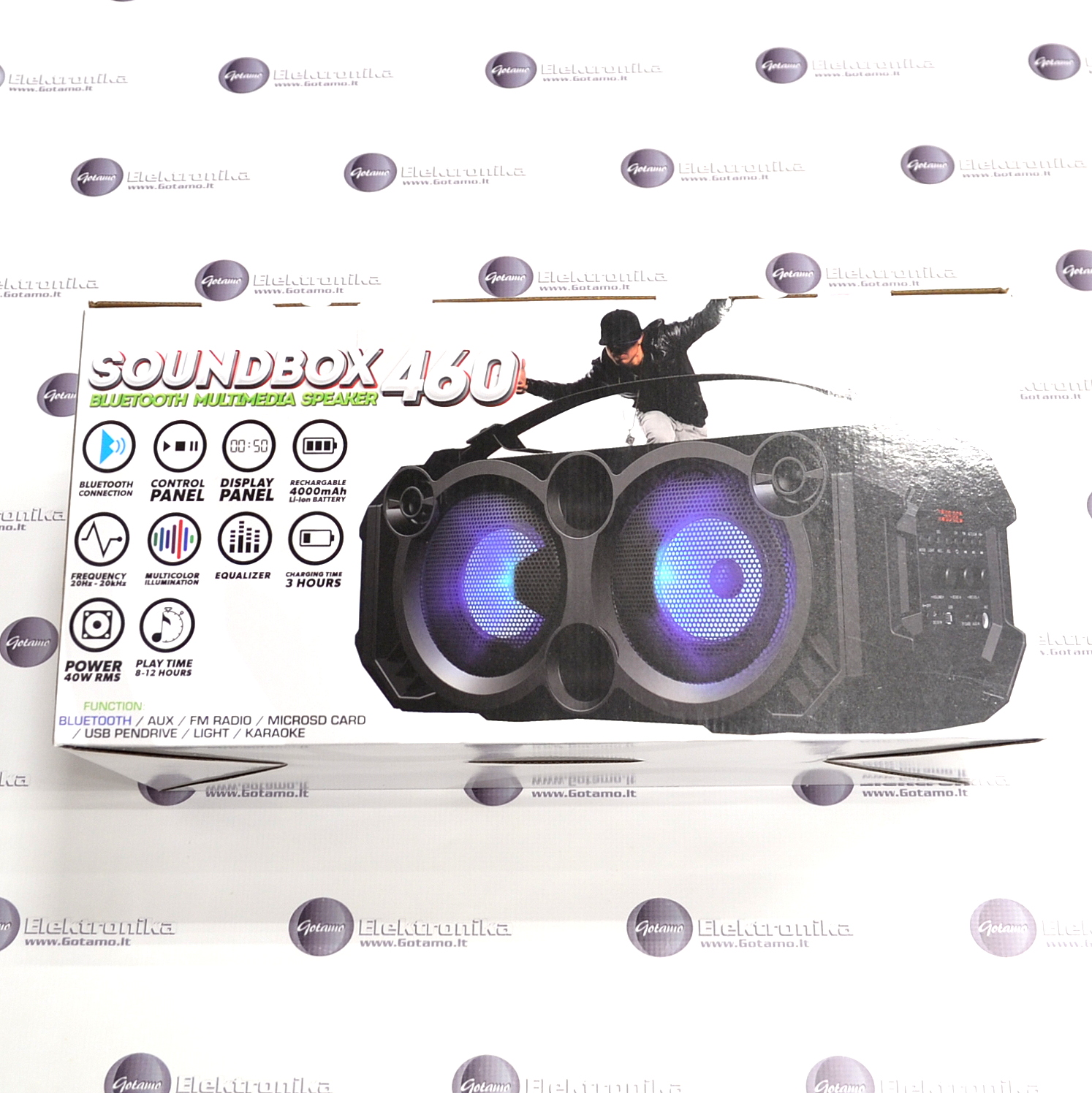 Bluetooth garsiakalbis kolonėlė RebelTec SoundBOX 460 juodos spalvos 2 RebelTec SoundBOX 460 juodos spalvos garsiakalbis 2