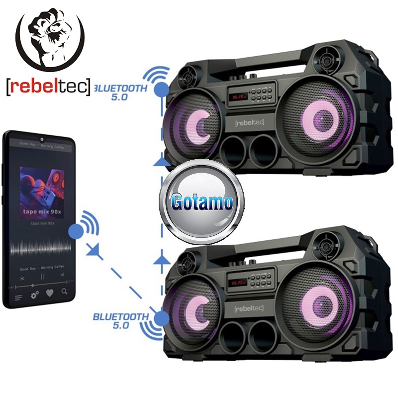 Bluetooth garsiakalbis kolonėlė RebelTec SoundBOX 465 juodos spalvos 6 RebelTec SoundBOX 465 juodos spalvos garsiakalbis 6